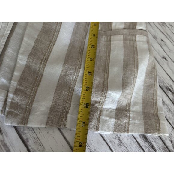 Chico's Womens Large Tan Striped Linen Cotton Blend Blazer Jacket Single-Button - Picture 10 of 14